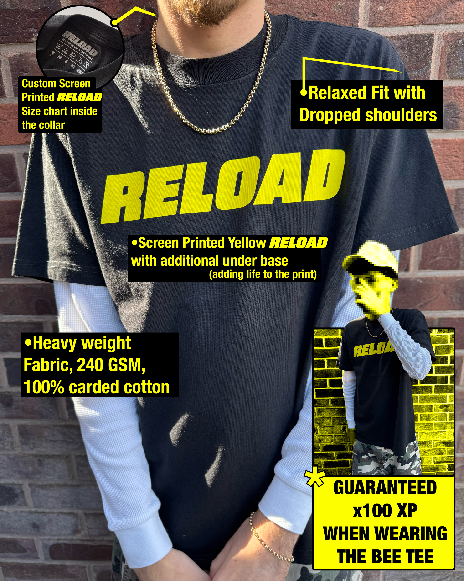 RELOAD BLACKNYELLA HEAVY FADED TEE